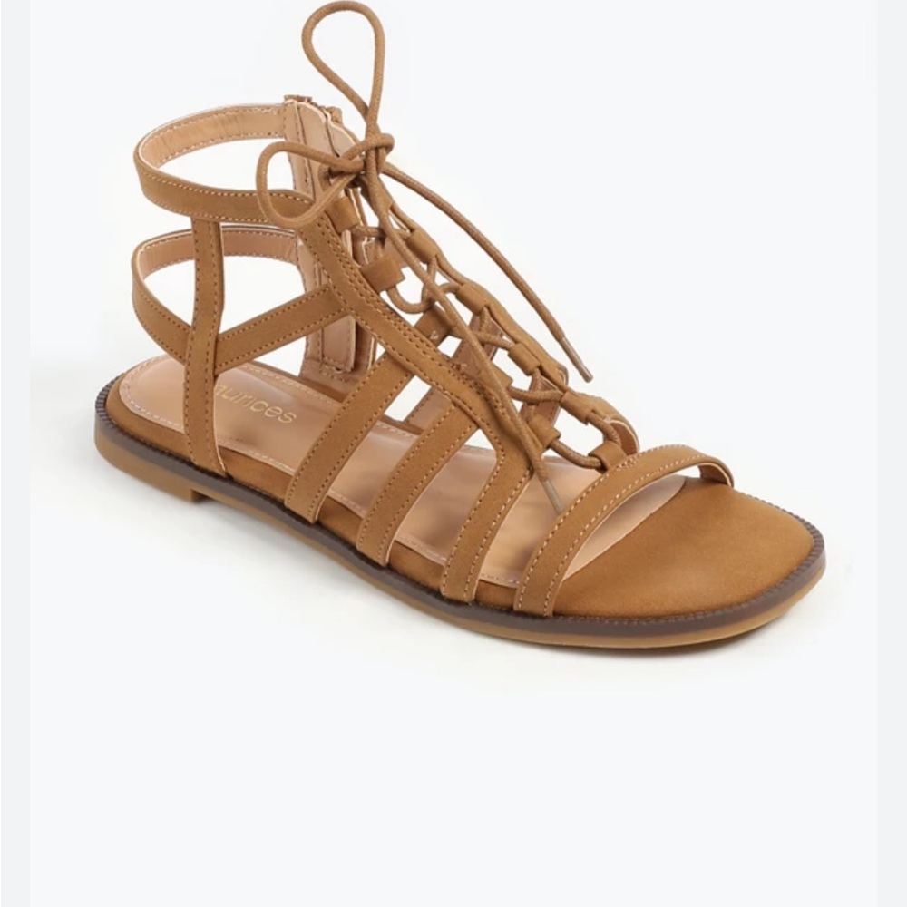 👡🌸 Maurices “Cassidy” Tan Caged Gladiator Sandals (8.5M) 🌸👡